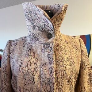 Elegant Pink Patterned Wool Coat